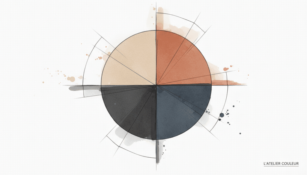 Minimalist color wheel for professional makeup and outfit coordination