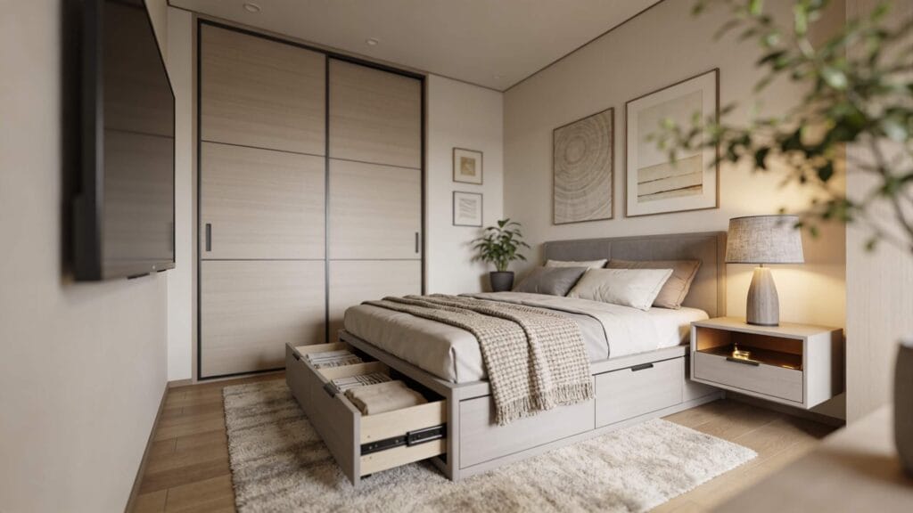 tied and comfortabale cozy bed room minimalisme and style for small bed room all modern and tied and organized 2026 home decore idead